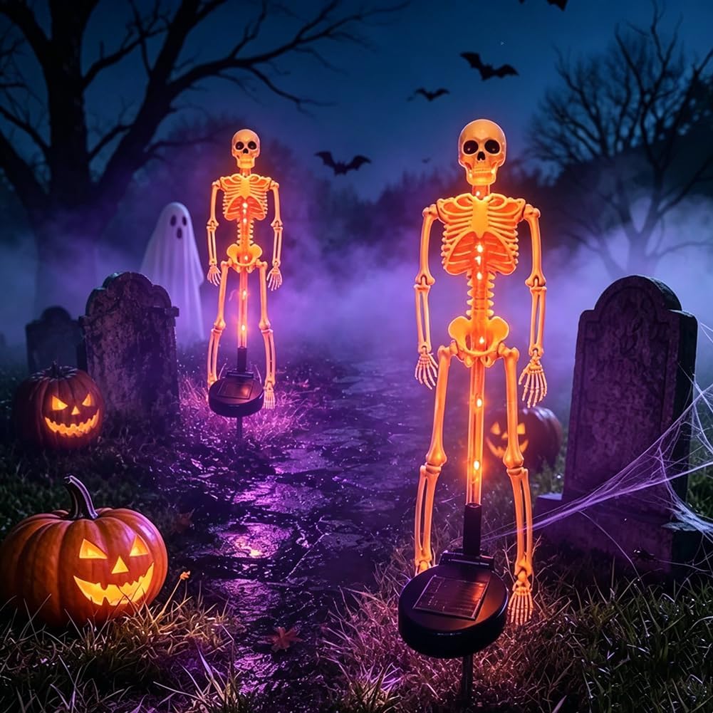 Outdoor Solar Stake Lights Skeleton Set of 2