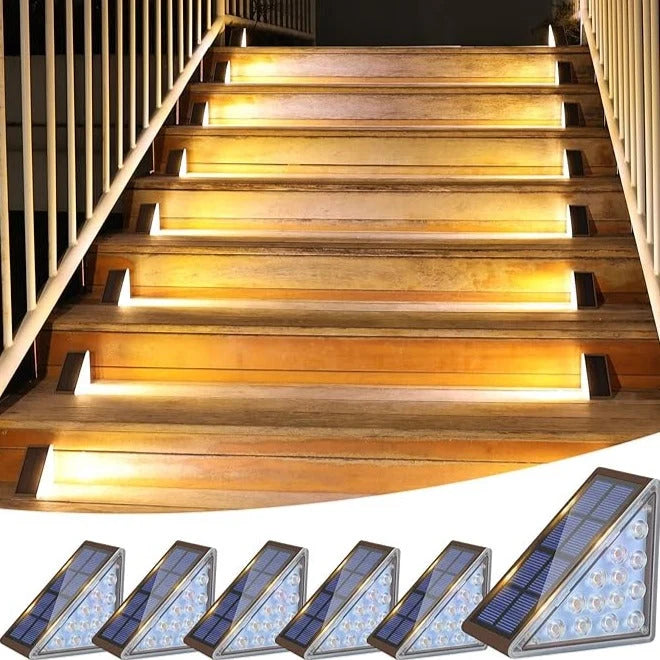 Outdoor Stair Lights Solar-Powered Warm White IP65 Easy Install
