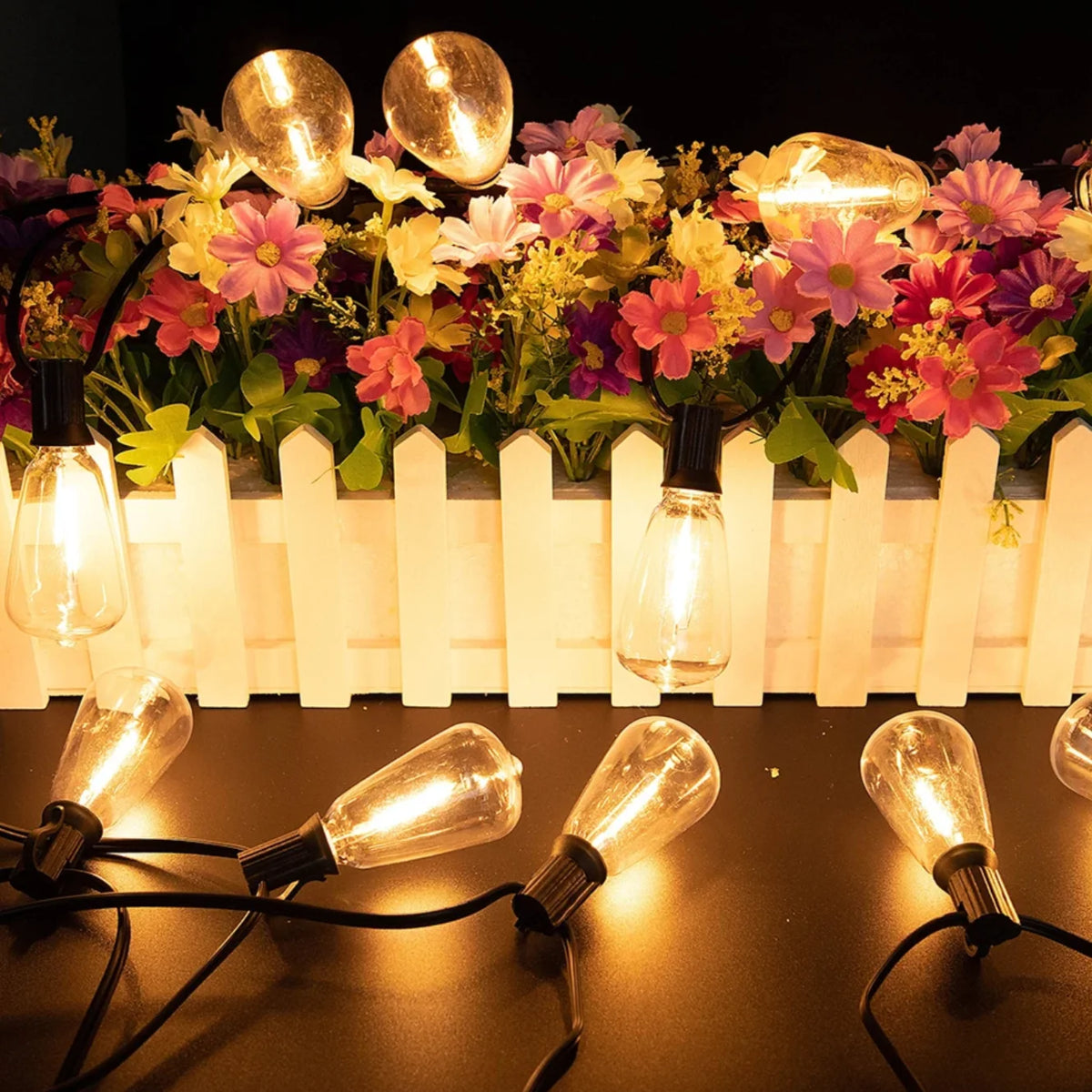 Outdoor String Lights 15 Unbreakable Bulbs Weather-Resistant Dimmable