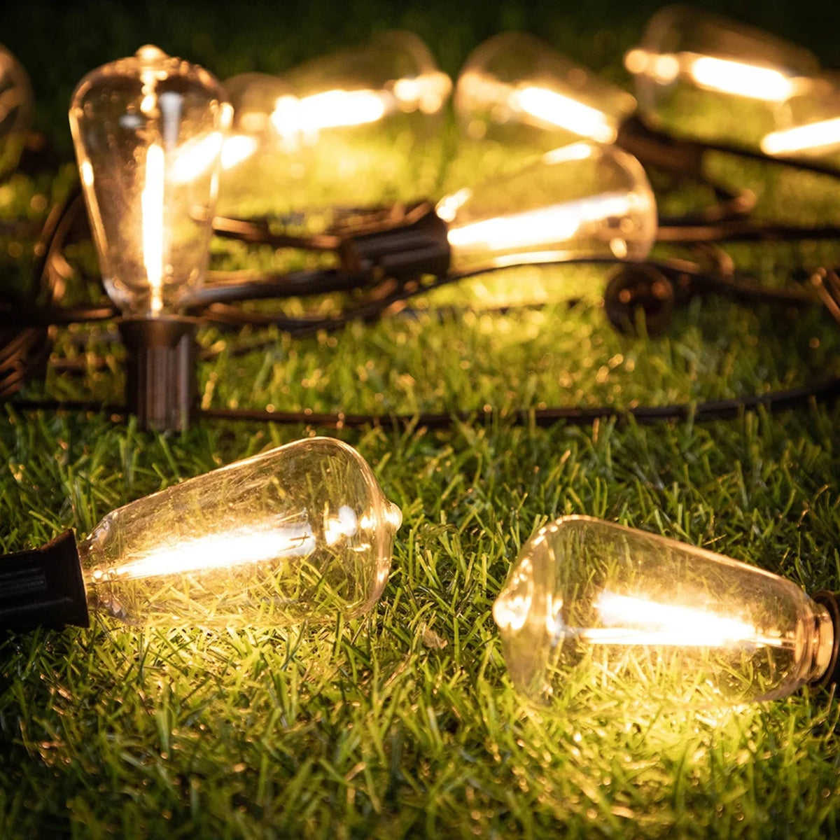 Outdoor String Lights 15 Unbreakable Bulbs Weather-Resistant Dimmable