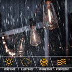 Outdoor String Lights 15 Unbreakable Bulbs Weather-Resistant Dimmable
