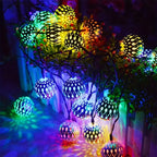 Outdoor String Lights Filigree Metal Spheres Solar LED