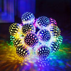 Outdoor String Lights Filigree Metal Spheres Solar LED