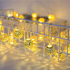 Outdoor String Lights Filigree Metal Spheres Solar LED