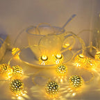 Outdoor String Lights Filigree Metal Spheres Solar LED