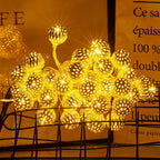 Outdoor String Lights Filigree Metal Spheres Solar LED
