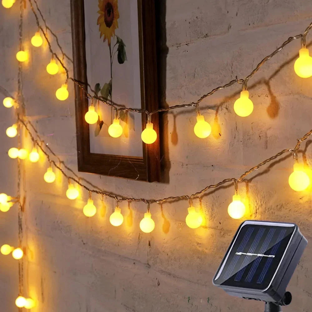 Outdoor String Lights Solar Powered LED Globe IP65