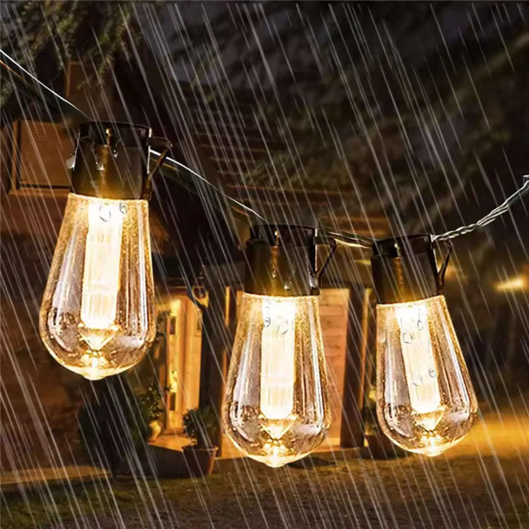 Outdoor String Lights Solar-Powered Warm Edison IP65 Waterproof