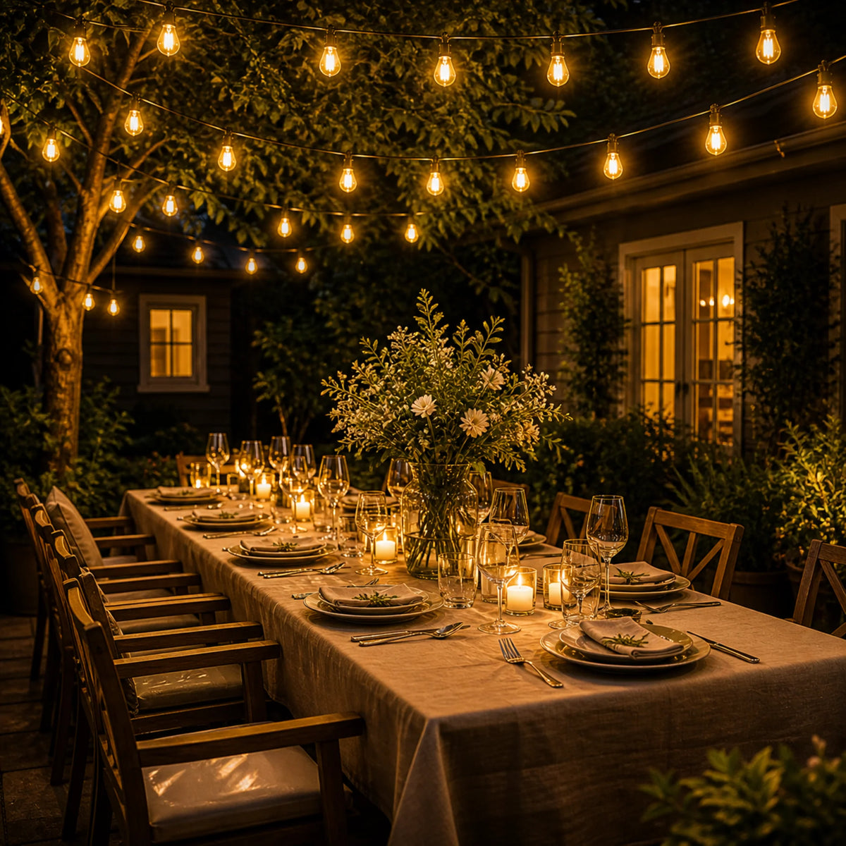 Outdoor String Lights Solar-Powered Warm Edison IP65 Waterproof