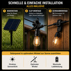 Outdoor String Lights Solar-Powered Warm Edison IP65 Waterproof