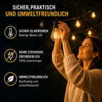 Outdoor String Lights Solar-Powered Warm Edison IP65 Waterproof