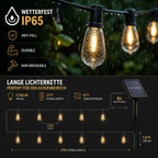 Outdoor String Lights Solar-Powered Warm Edison IP65 Waterproof
