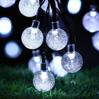 Outdoor String Lights Solar Powered Weatherproof Dusk Sensor