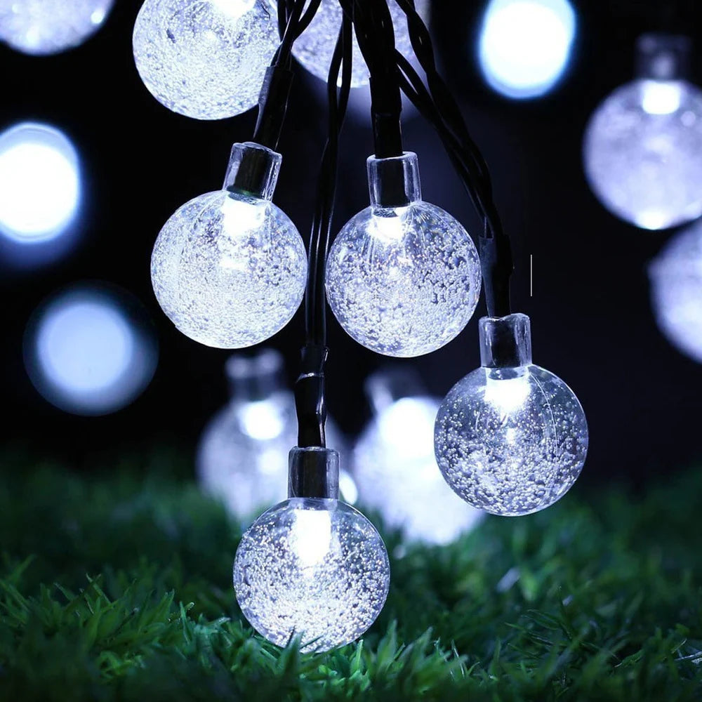 Outdoor String Lights Solar Powered Weatherproof Dusk Sensor