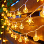 Outdoor String Lights Solar Powered Weatherproof Dusk Sensor
