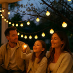 Outdoor String Lights Solar Powered Weatherproof Dusk Sensor
