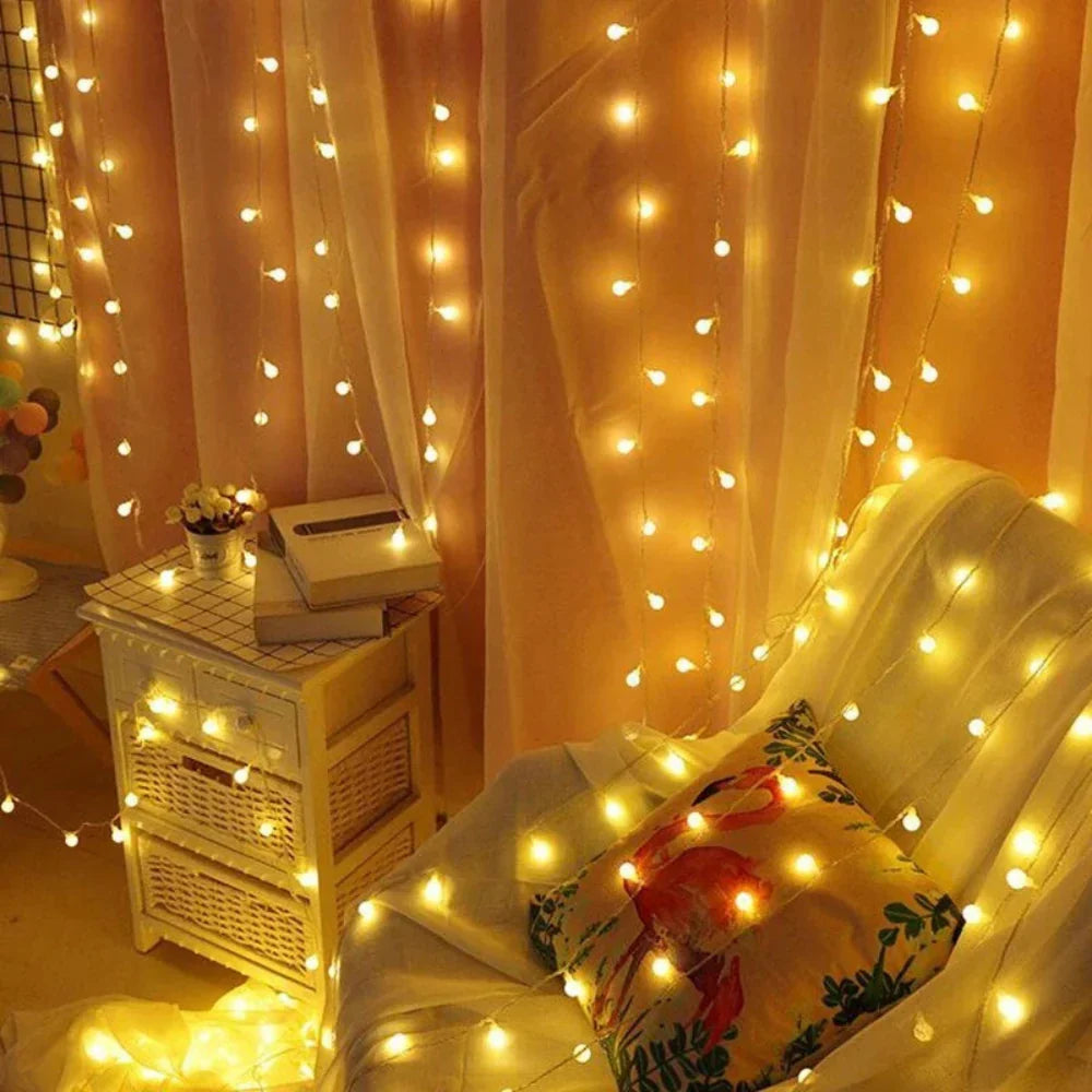 Outdoor String Lights Solar Powered Weatherproof Dusk Sensor