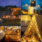 Outdoor String Lights Solar Powered Weatherproof Dusk Sensor