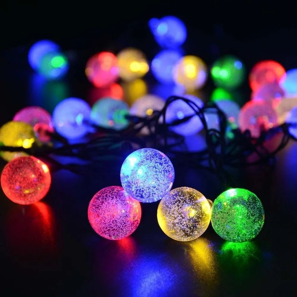 Outdoor String Lights Solar Powered Weatherproof Dusk Sensor