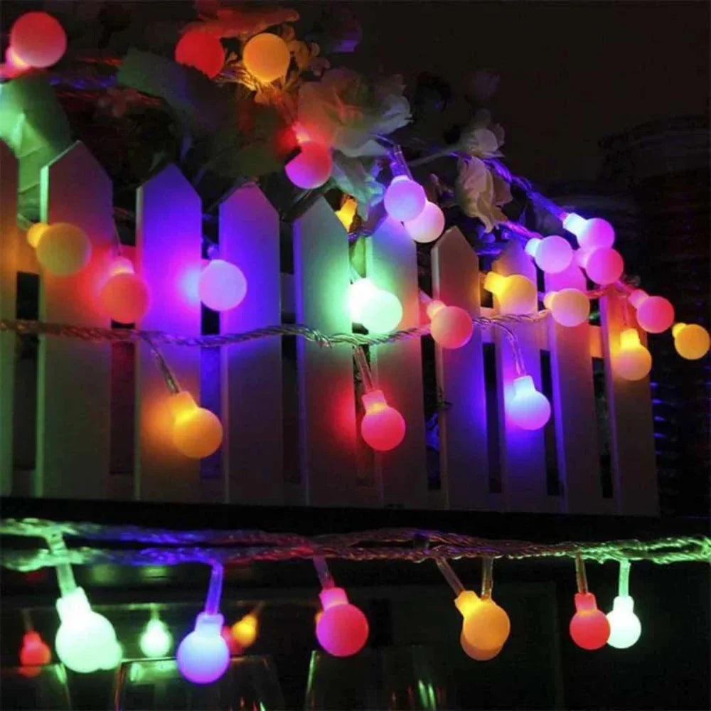 Outdoor String Lights Solar Powered Weatherproof Dusk Sensor