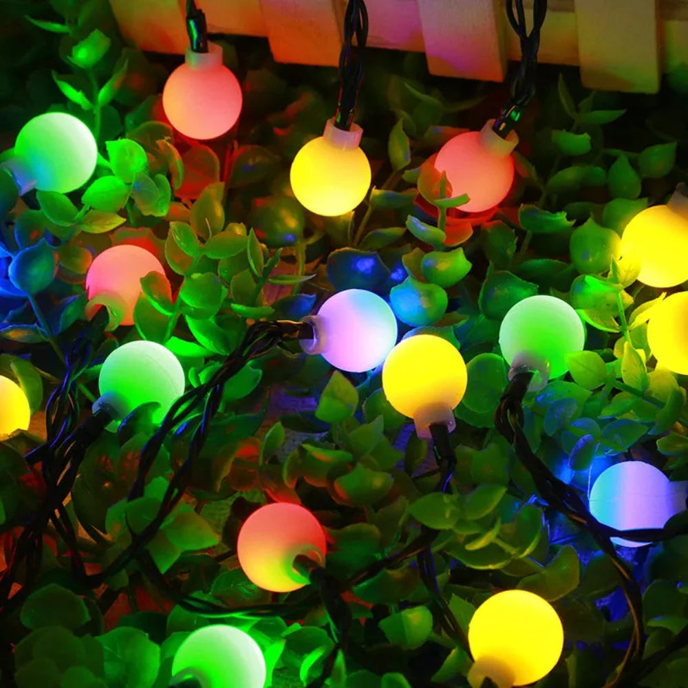 Outdoor String Lights Solar Powered Weatherproof Dusk Sensor
