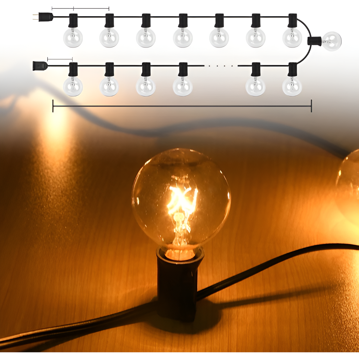 Outdoor String Lights Warm White LED Waterproof 15m/30m