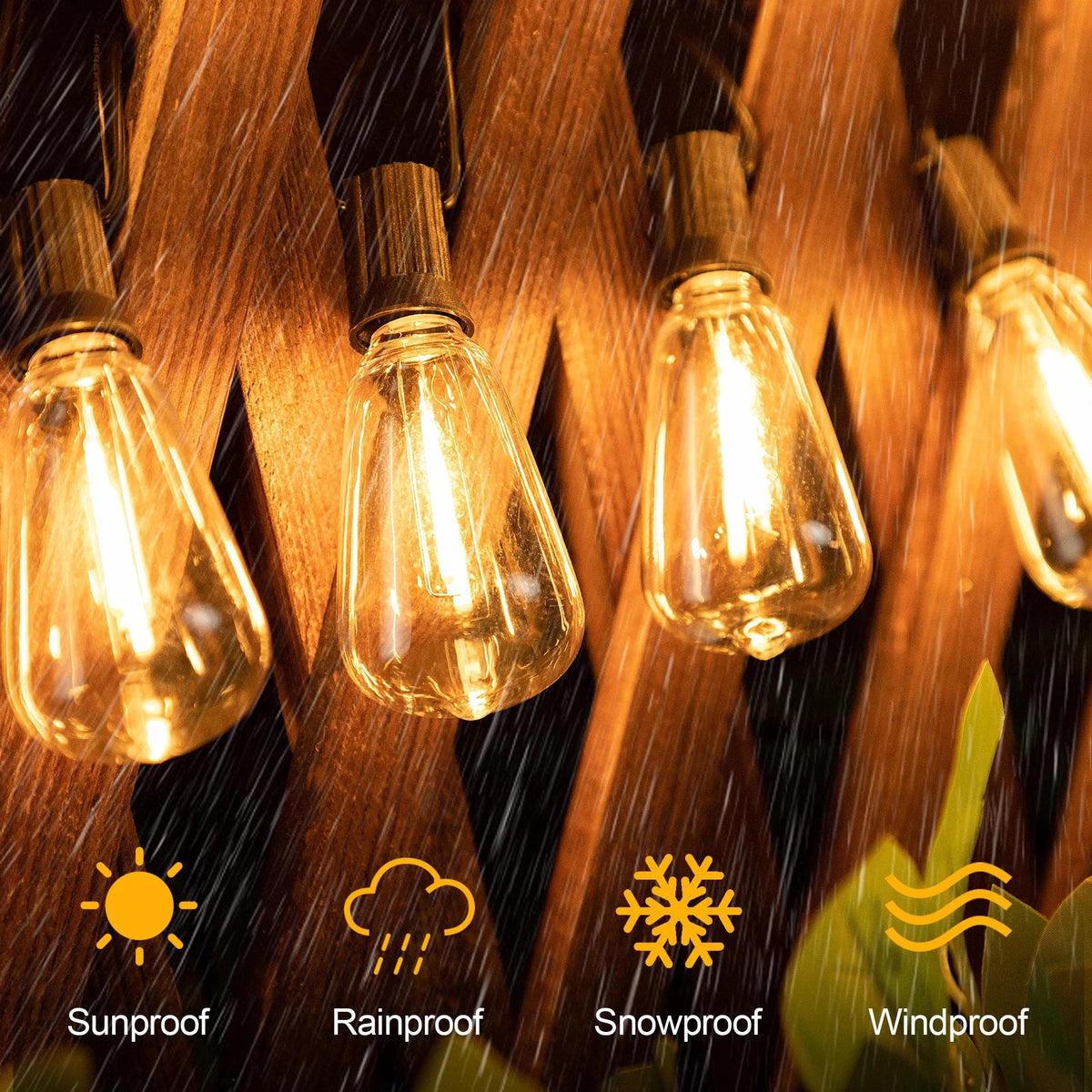 Outdoor String Lights Weatherproof & Shatterproof 10m
