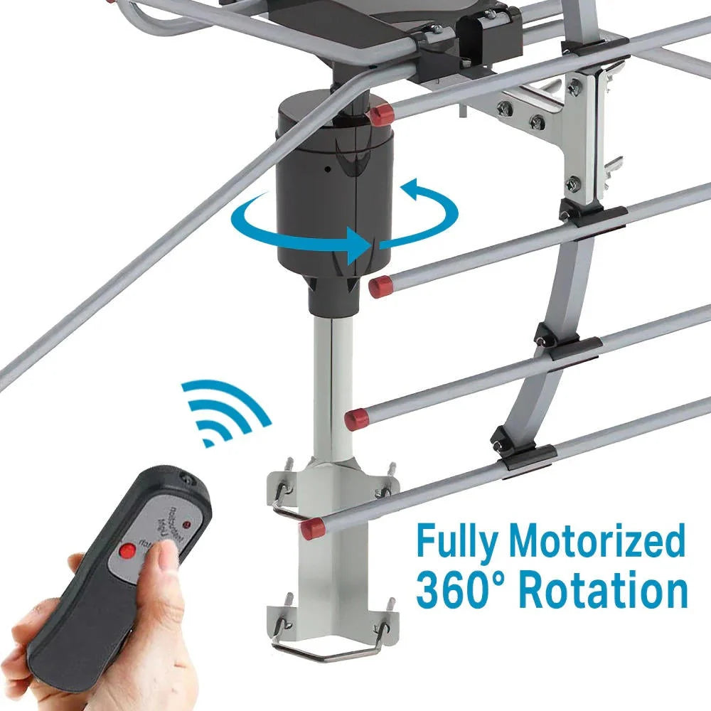 Outdoor TV Antenna Motorized 360° Auto-Align Corrosion-Resistant Aluminum
