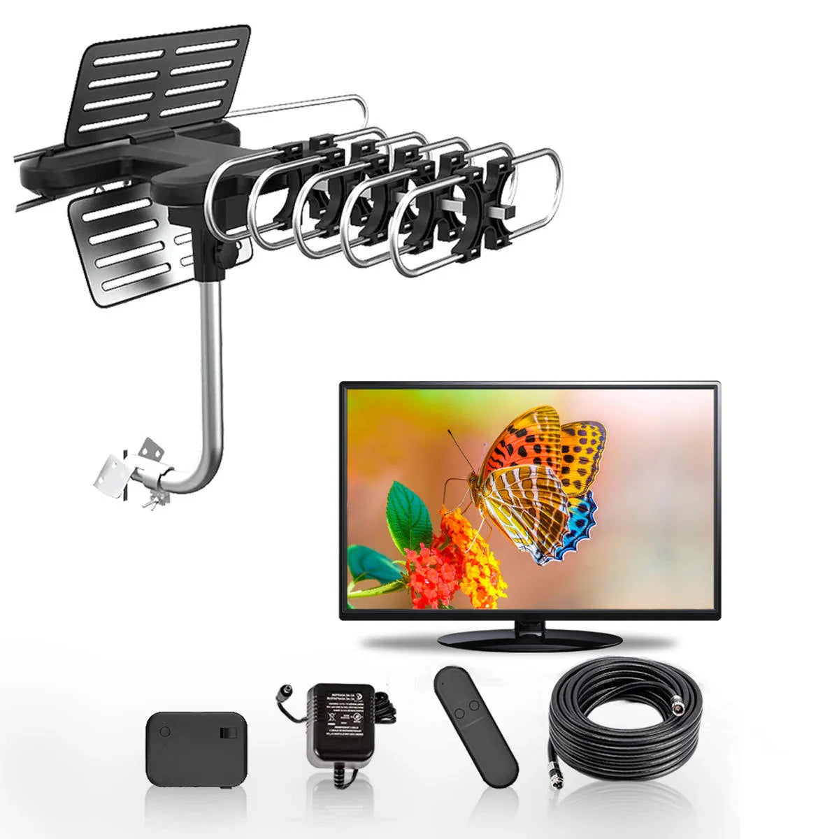 Outdoor TV Antenna Motorized 360 Degree Remote Control