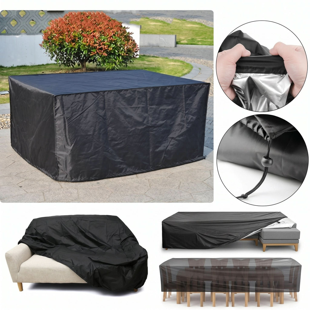 Outdoor Table & Chair Cover Waterproof UV-Resistant With Drawstring