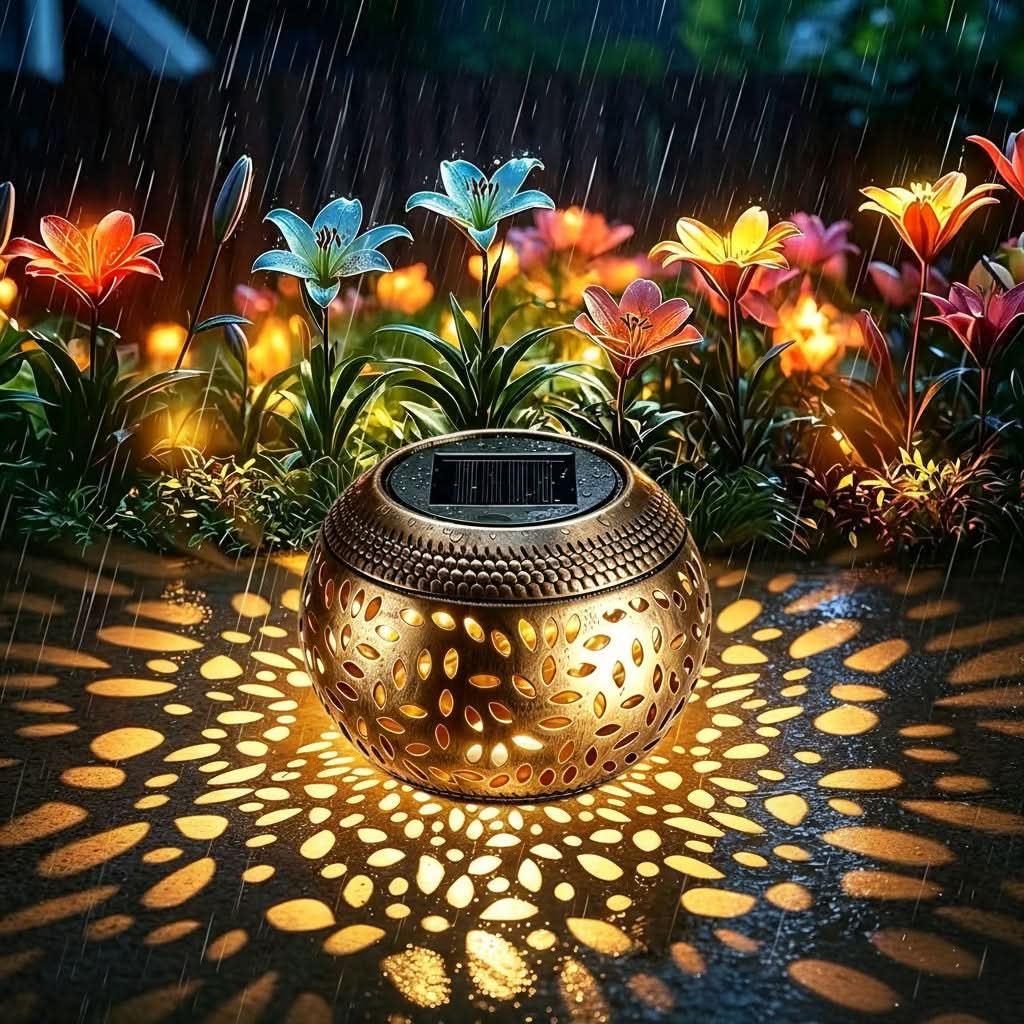 Outdoor Table Lamp Solar-Powered Warm White Iron Construction