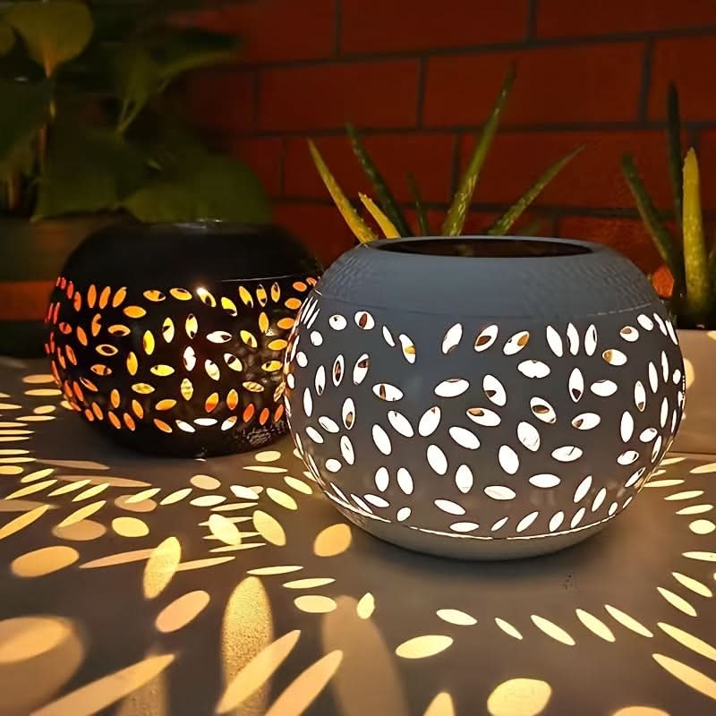 Outdoor Table Lamp Solar-Powered Warm White Iron Construction