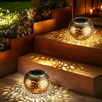 Outdoor Table Lamp Solar-Powered Warm White Iron Construction