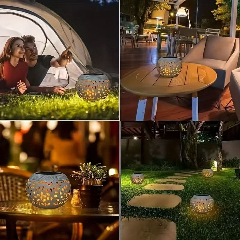 Outdoor Table Lamp Solar-Powered Warm White Iron Construction