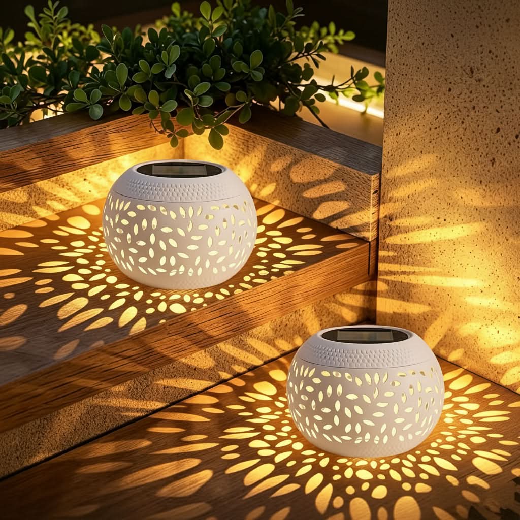 Outdoor Table Lamp Solar-Powered Warm White Iron Construction