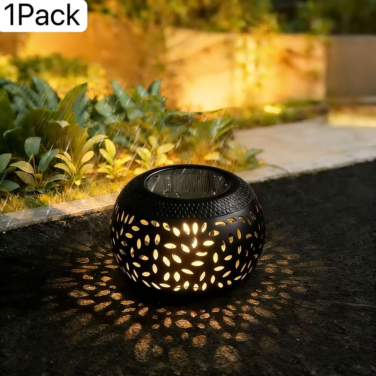 Outdoor Table Lamp Solar-Powered Warm White Iron Construction