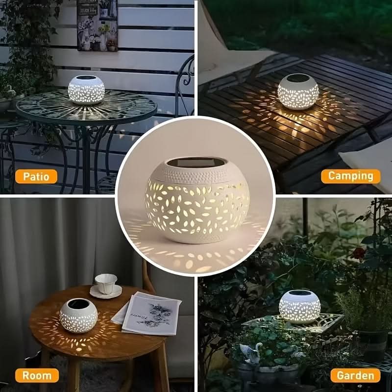 Outdoor Table Lamp Solar-Powered Warm White Iron Construction