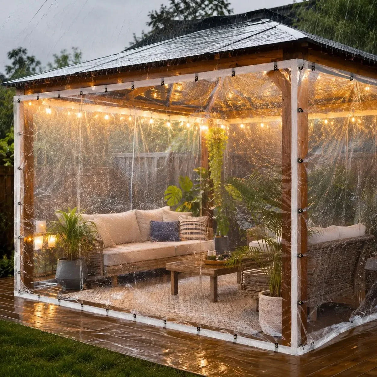 Outdoor Tarp Transparent & Waterproof Reinforced Grommets