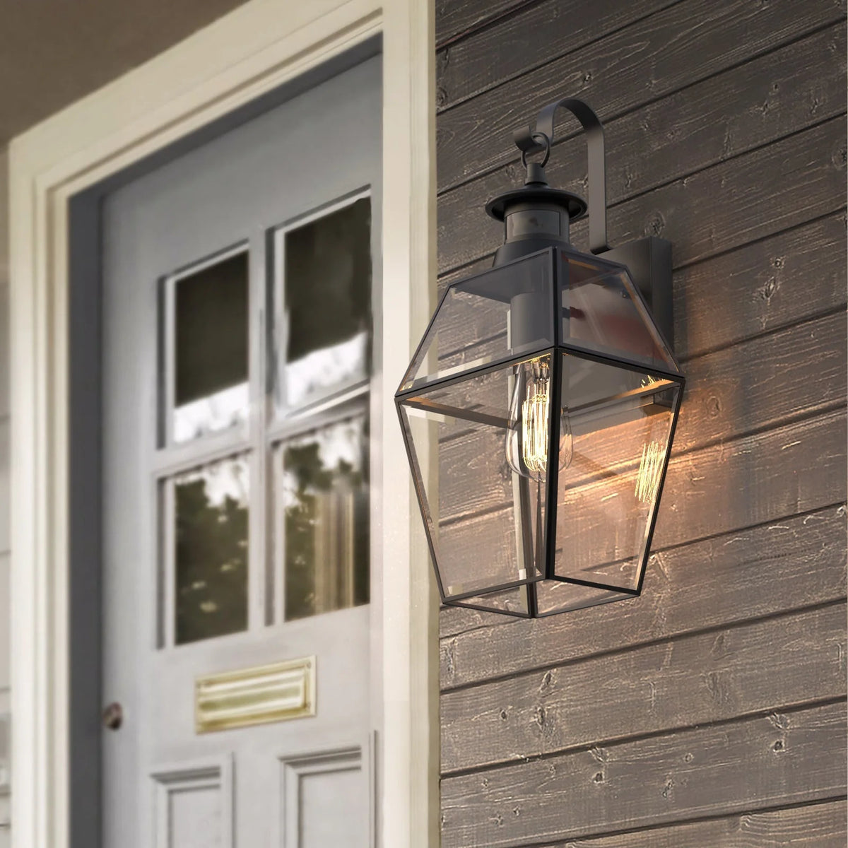Outdoor Wall Lamp Matte Black Weatherproof Motion Sensor Option