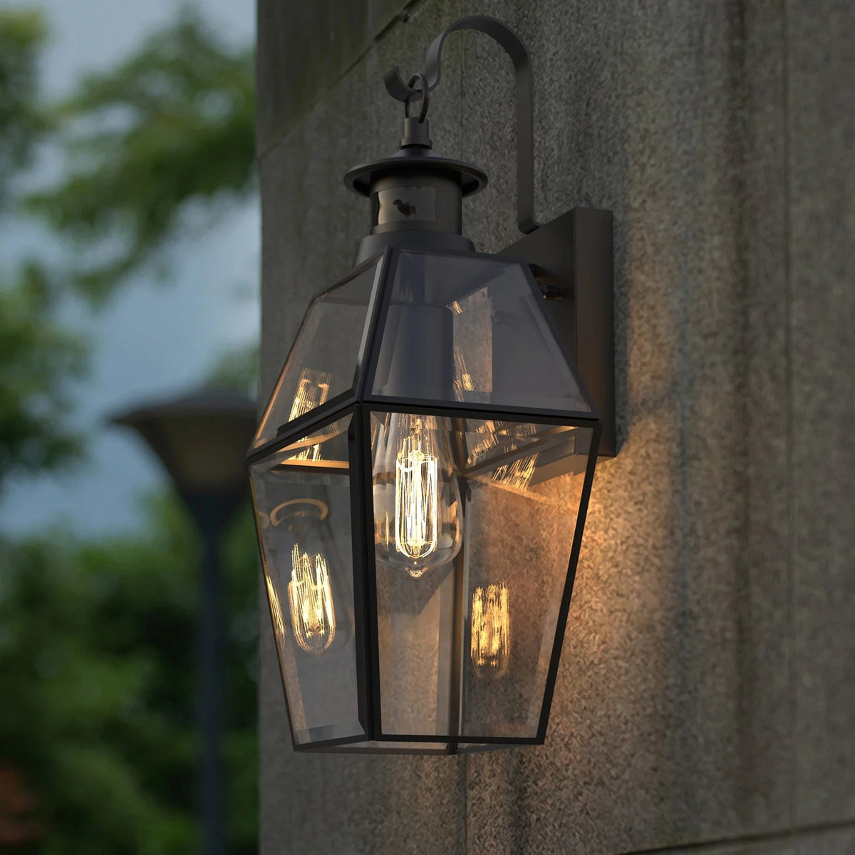 Outdoor Wall Lamp Matte Black Weatherproof Motion Sensor Option