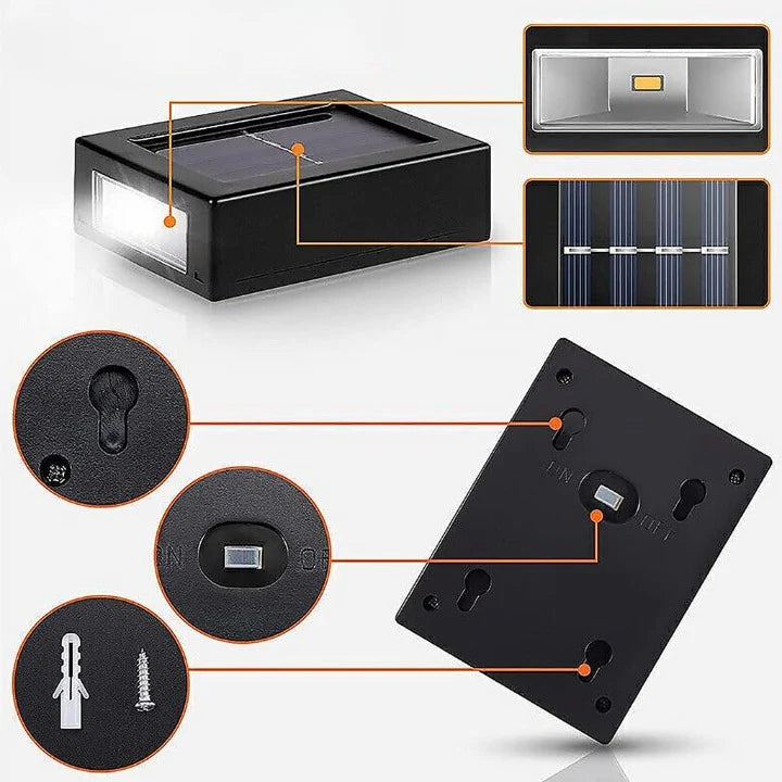 Outdoor Wall Lamp Solar-Powered Up & Down Warm LEDs