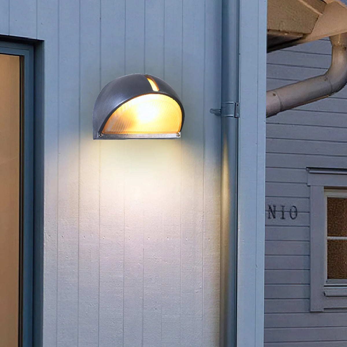 Outdoor Wall Lamp Weather-Resistant Brass & Glass