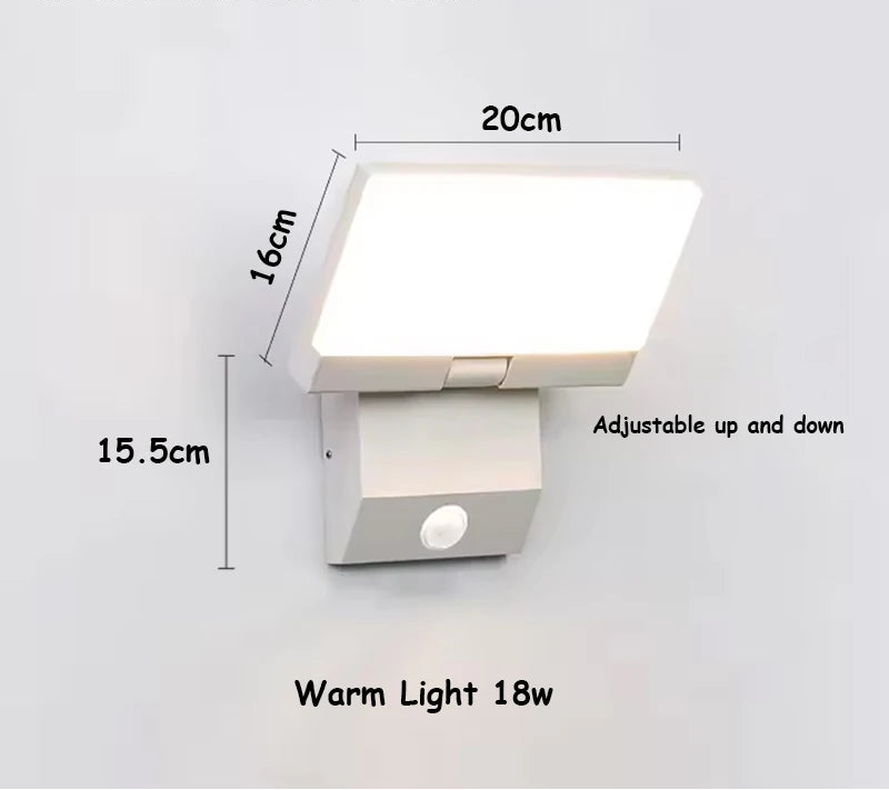 Outdoor Wall Light 18W Warm LED IP65 Foldable Head