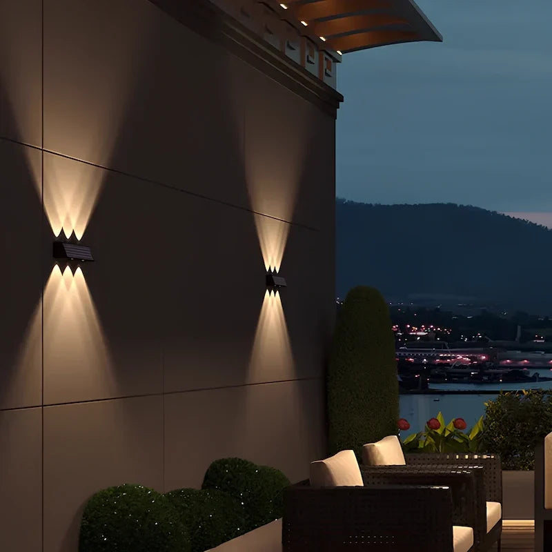 Outdoor Wall Light Solar 6-LED Warm White Waterproof