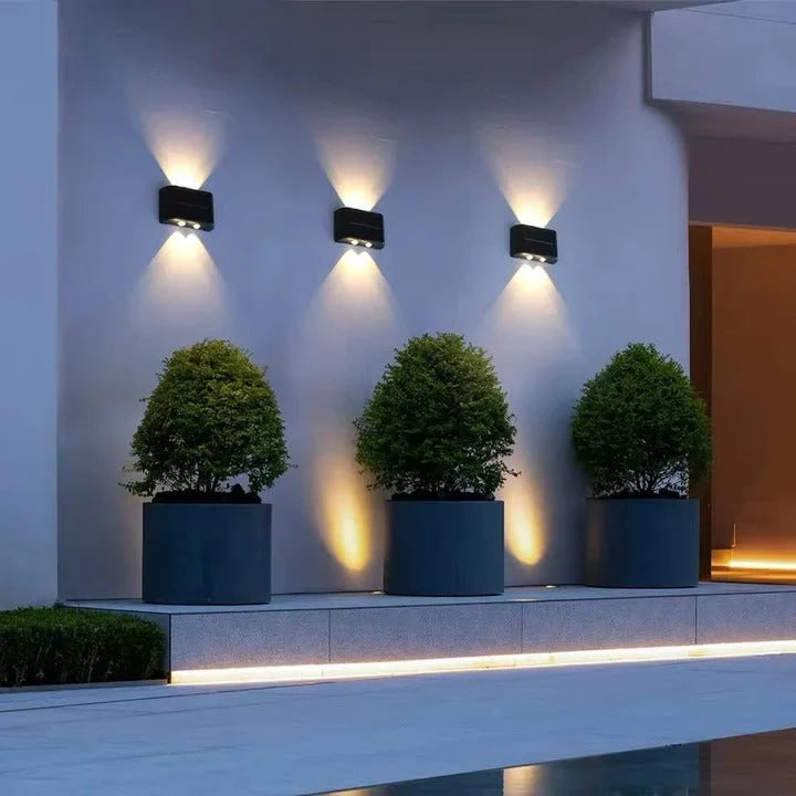 Outdoor Wall Light Solar Up & Down LEDs Weather-Resistant
