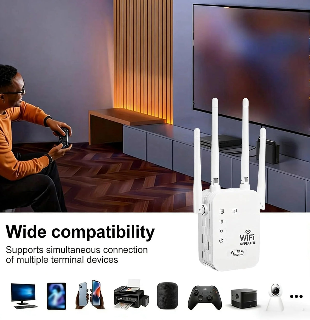 Outdoor WiFi Extender Dual-Band 1200Mbps Weather-Resistant Easy Setup