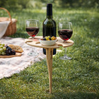 Outdoor Wine Table Wood Ground Spike Portable