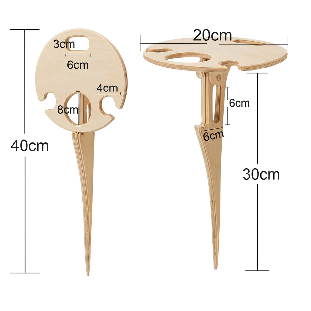 Outdoor Wine Table Wood Ground Spike Portable