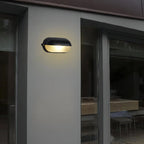 Oval Bulkhead Wall Light Weather-Resistant Galvanized Metal & Ribbed Glass