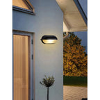 Oval Bulkhead Wall Light Weather-Resistant Galvanized Metal & Ribbed Glass